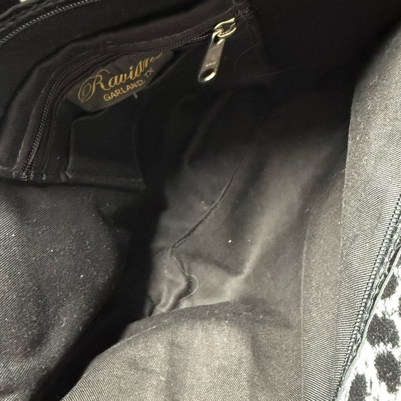 Raviani Black and White Leopard Print Bag with Black Fringe Tassels - Picture 7 of 9